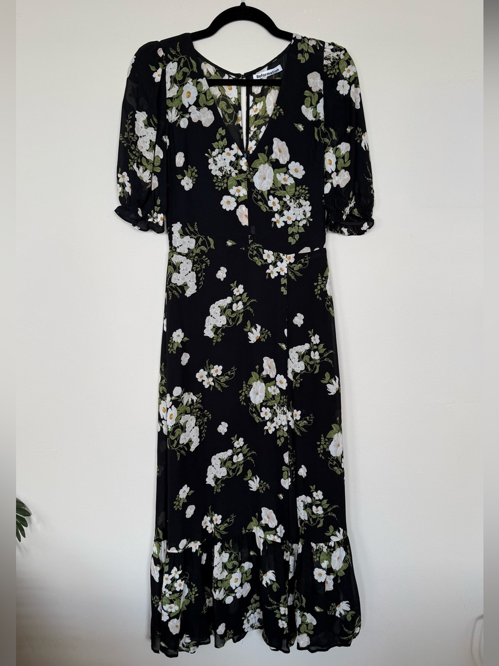 Reformation Nantes Floral Black Maxi Dress Cocktail Formalwear Size 6